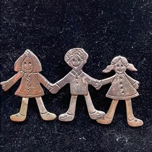 VTG Save the Children Silver Brooch 925 Mexico Dangle Legs